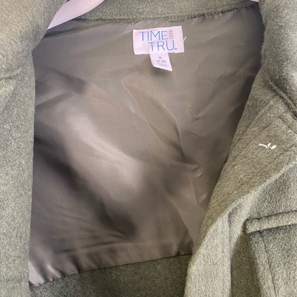 Time & Tru Olive Green Button Up Jacket, Size S, Pockets, Button Cuffs - Picture 4 of 7